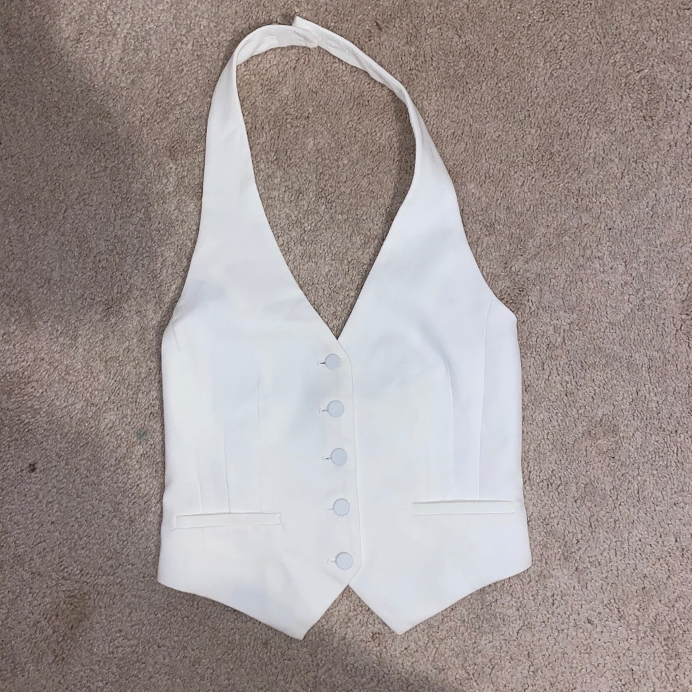 H&M white blazer vest tank